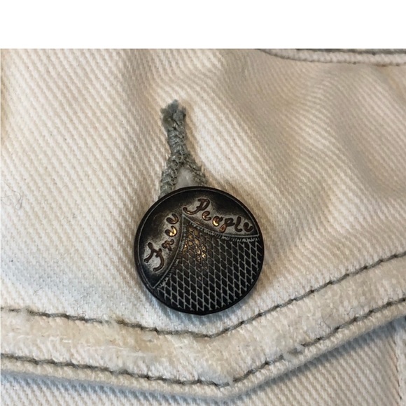 Free people white grey distress denim hood jacket fits like a Medium - Picture 4 of 4